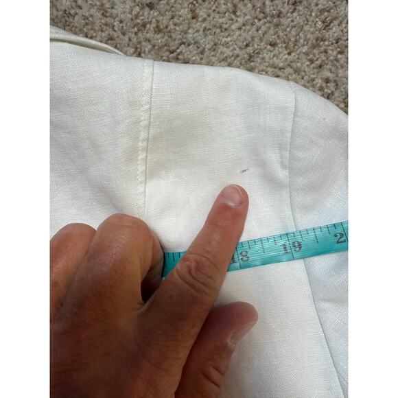 TALBOTS 100% White Linen Blazer/Jacket size women's 16, silver buttons - Picture 5 of 11
